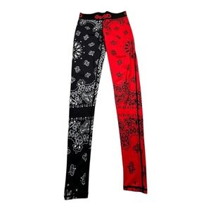 PSD Bandana Print Arm Sleeves Red Black Compression UV Protection Small